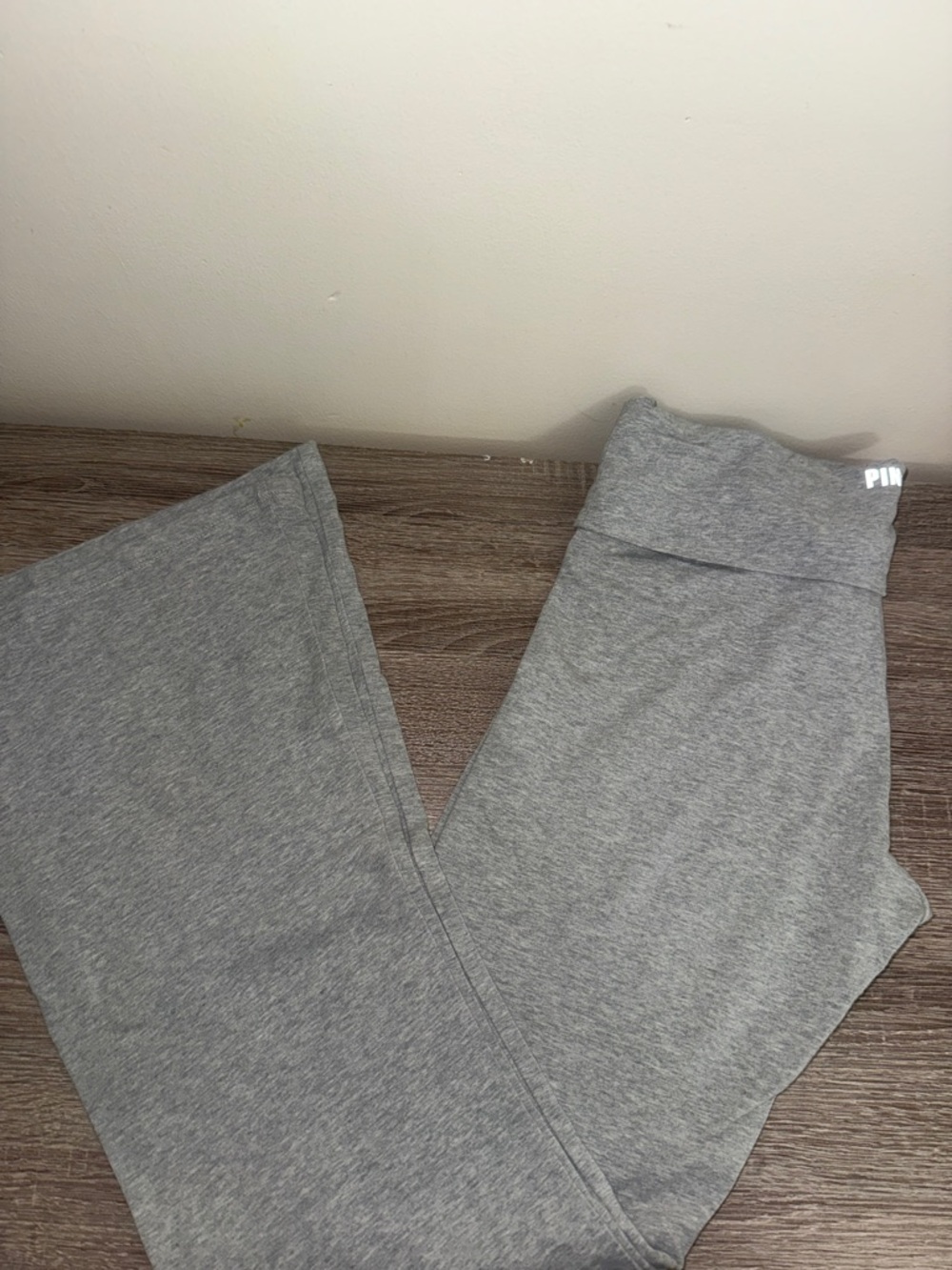 PINK Victoria's Secret Heather Gray Fold-Over Waistband Leggings